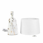 Marbela Trapeze Fabric Shade Metal Base Table Lamp (White)