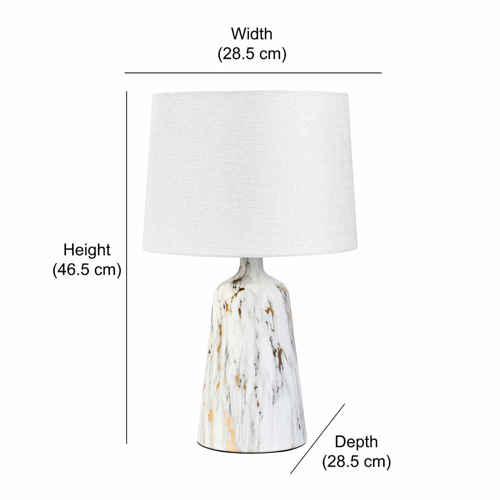 Marbela Trapeze Fabric Shade Metal Base Table Lamp (White)