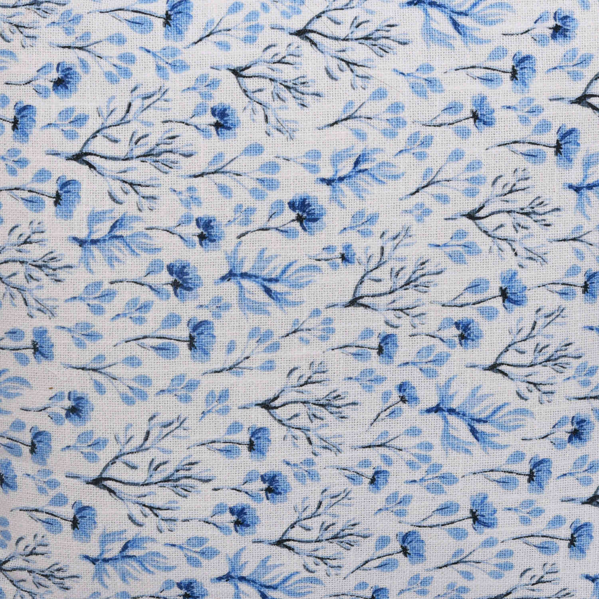 Floral Cotton 16" x 16" Filled Cushion (Blue)