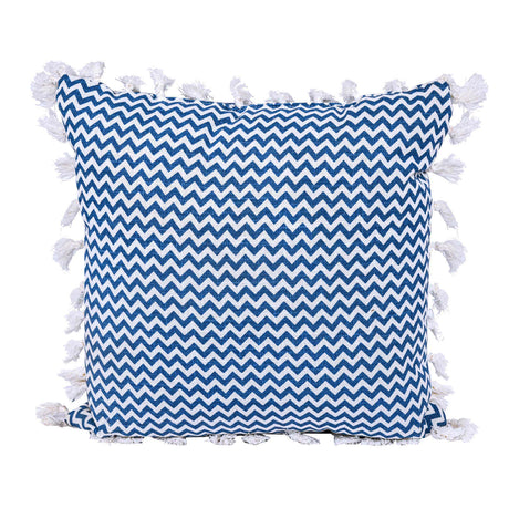 Abstract Cotton 16" x 16" Filled Cushion (Blue)