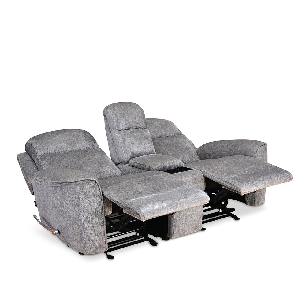 Favian 2 Seater Rocker Recliner Sofa With Console (Grey)