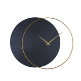 Dual Circular Wooden & Metal Wall Clock (Black & Gold)