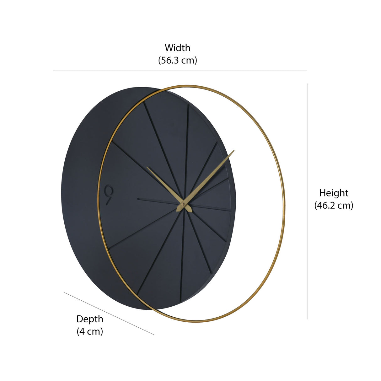 Dual Circular Wooden & Metal Wall Clock (Black & Gold)