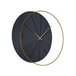 Dual Circular Wooden & Metal Wall Clock (Black & Gold)