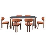 Trinity 6 Seater Dining Set (Black and Walnut)