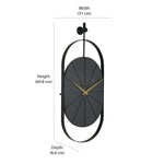 Oval Wooden & Metal Wall Clock (Black & Gold)