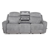 Favian 3 Seater Recliner Sofa With Dropdown Console (Grey)