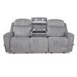 Favian 3 Seater Recliner Sofa With Dropdown Console (Grey)