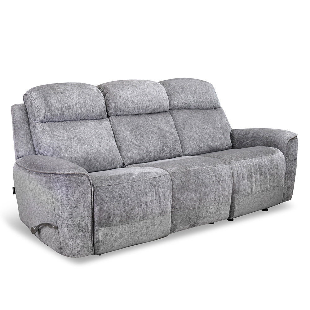 Favian 3 Seater Recliner Sofa With Dropdown Console (Grey)