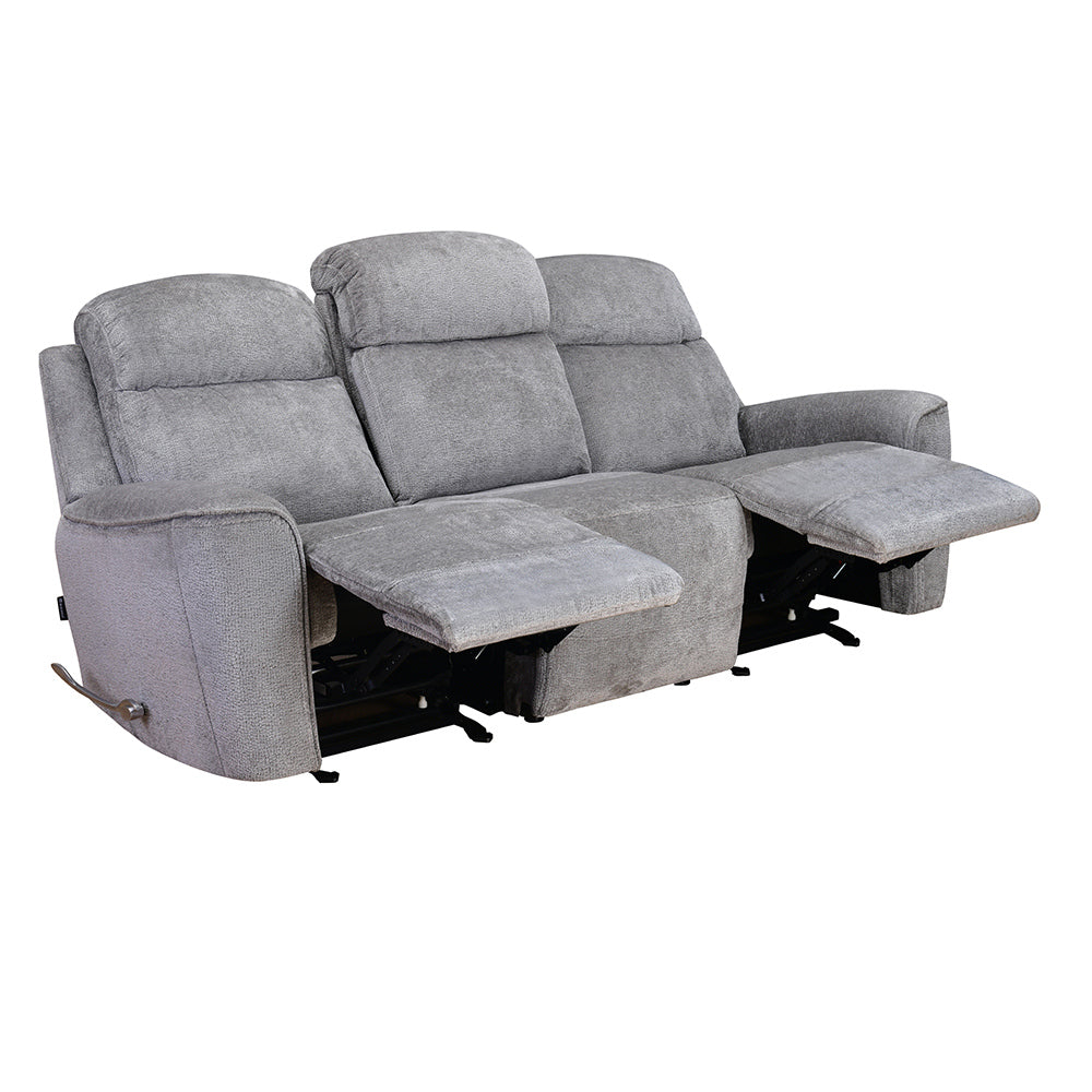 Favian 3 Seater Recliner Sofa With Dropdown Console (Grey)