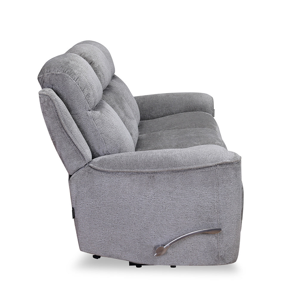 Favian 3 Seater Recliner Sofa With Dropdown Console (Grey)