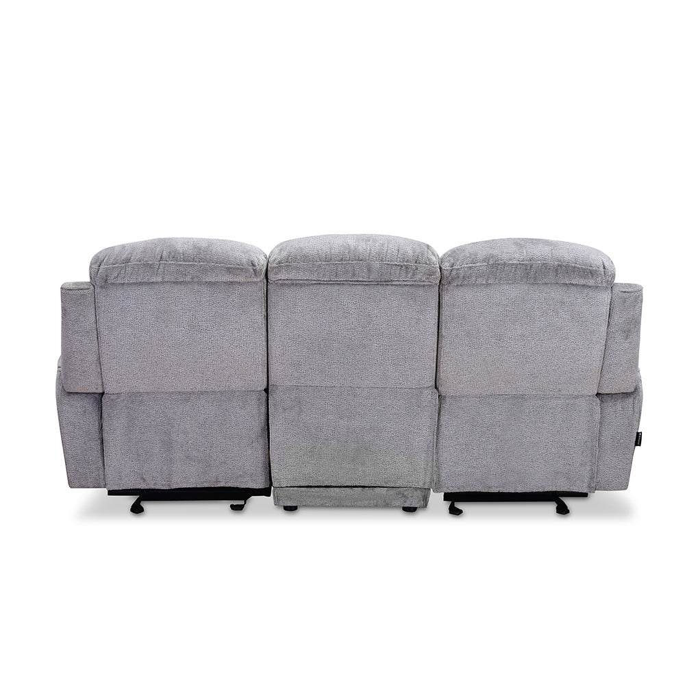 Favian 3 Seater Recliner Sofa With Dropdown Console (Grey)