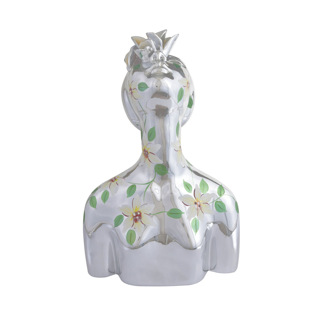 Decorative Woman Head Resin Showpiece (Large, Silver)