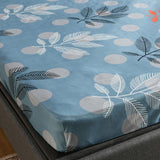 Ammara Leaf Design Polyester Double Bedsheet with 2 Pillow Covers (Blue & Grey)