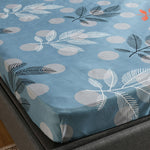 Ammara Leaf Design Polyester Double Bedsheet with 2 Pillow Covers (Blue & Grey)