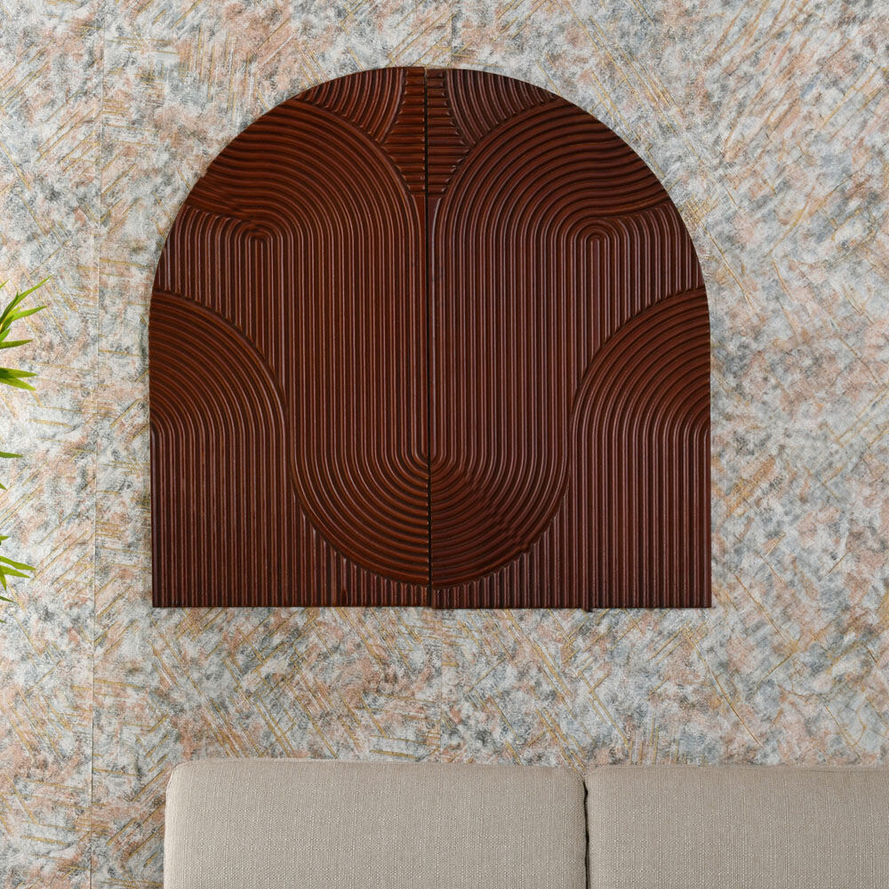 Arched Decorative MDF Wall Panel Set of 2 (Brown)