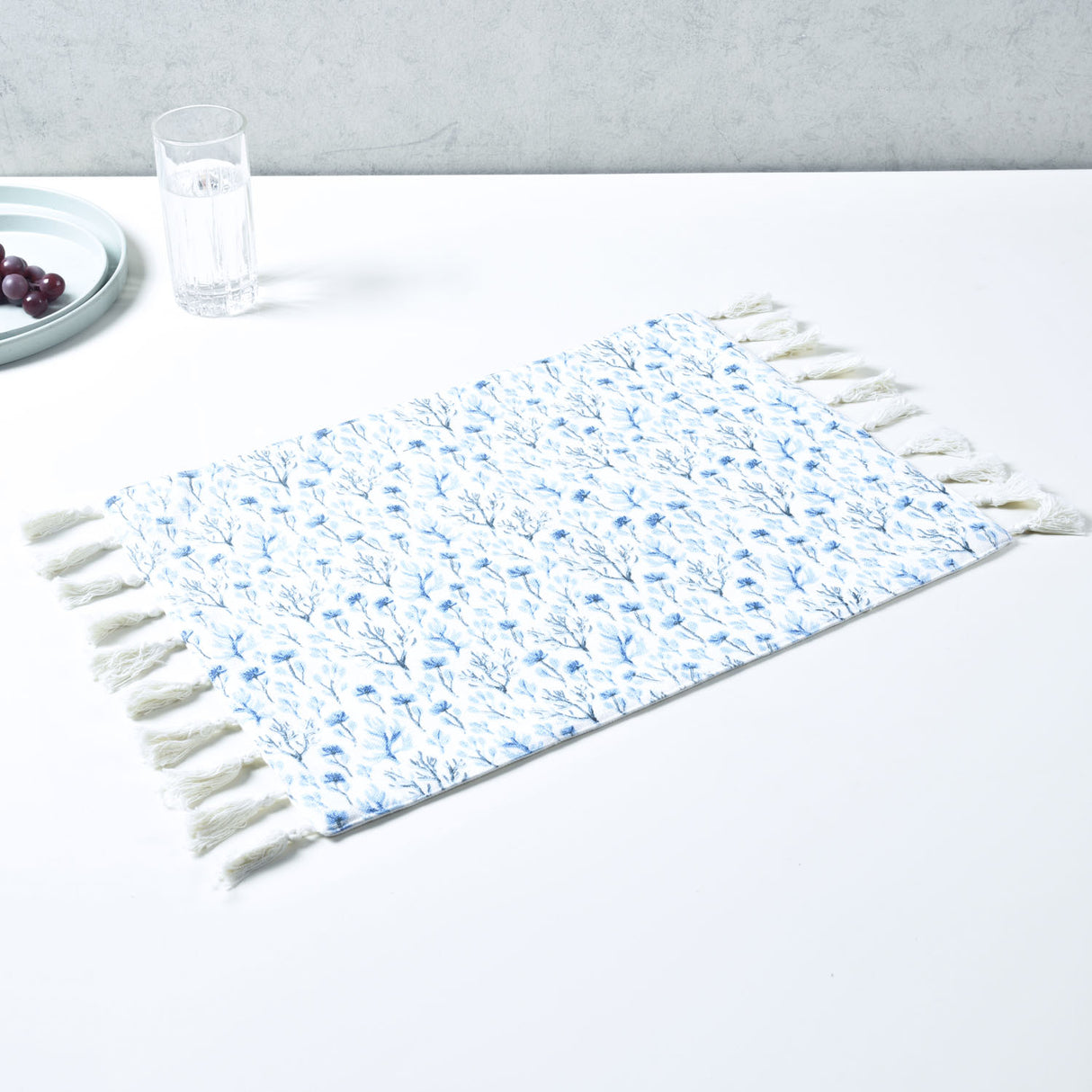 Floral Cotton Placemat Set of 4 (Blue)