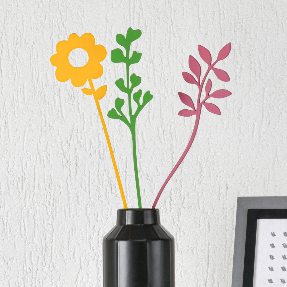 Nilkamal Daisy MDF Artificial Stick Set of 3 (Multicolor)