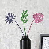 Monstera MDF Artificial Stick Set of 3 (Multicolor)