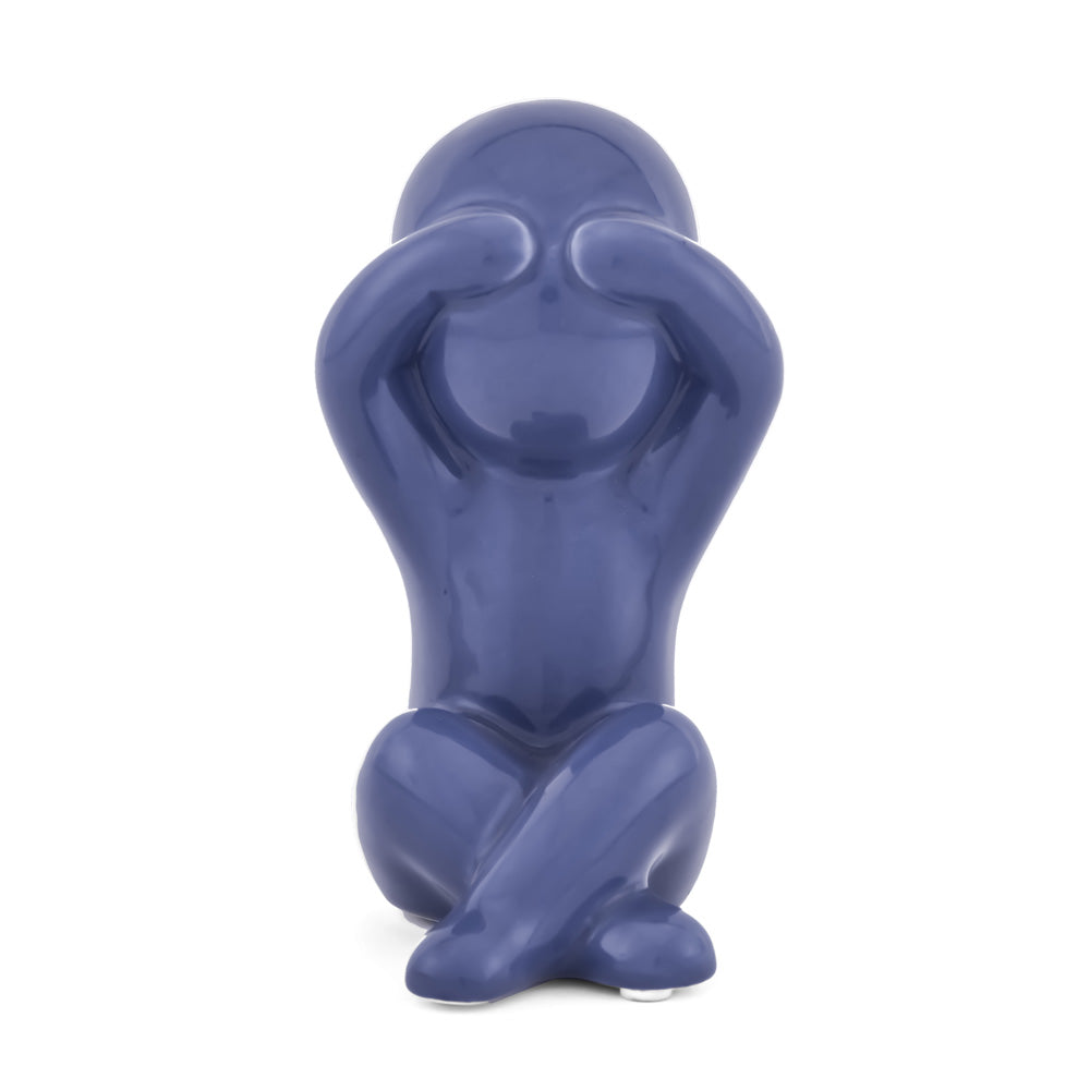 Boy See No Evil Polyresin Decorative Showpiece (Blue)