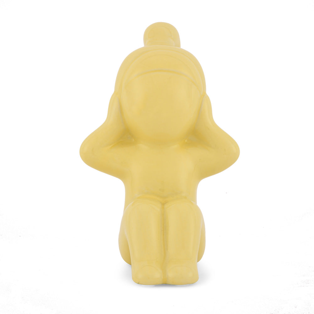 Girl Hear No Evil Polyresin Decorative Showpiece (Yellow)