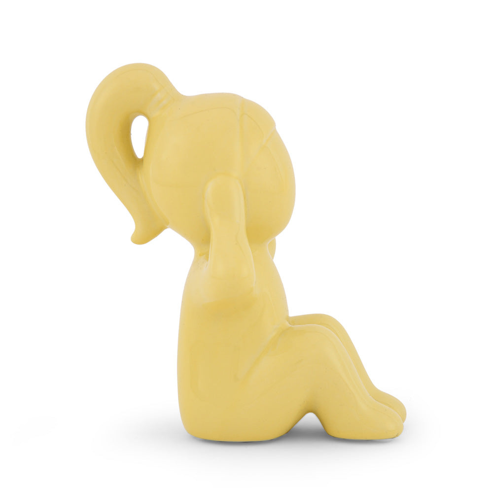 Girl Hear No Evil Polyresin Decorative Showpiece (Yellow)