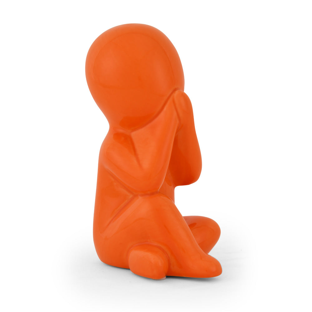 Boy Speak No Evil Polyresin Decorative Showpiece (Orange)