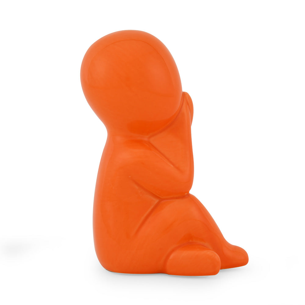 Boy Speak No Evil Polyresin Decorative Showpiece (Orange)