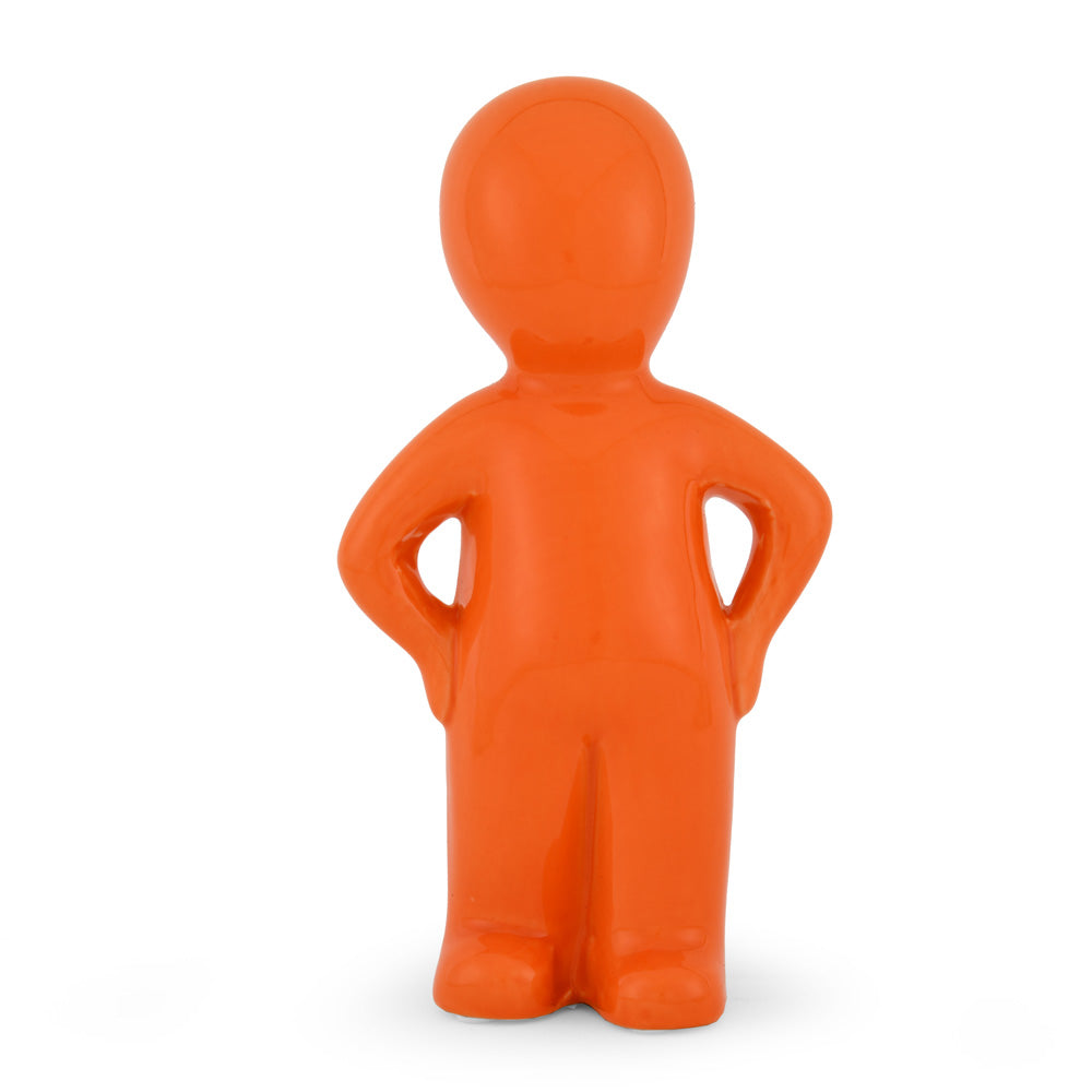 Standing Boy Polyresin Decorative Showpiece (Orange)