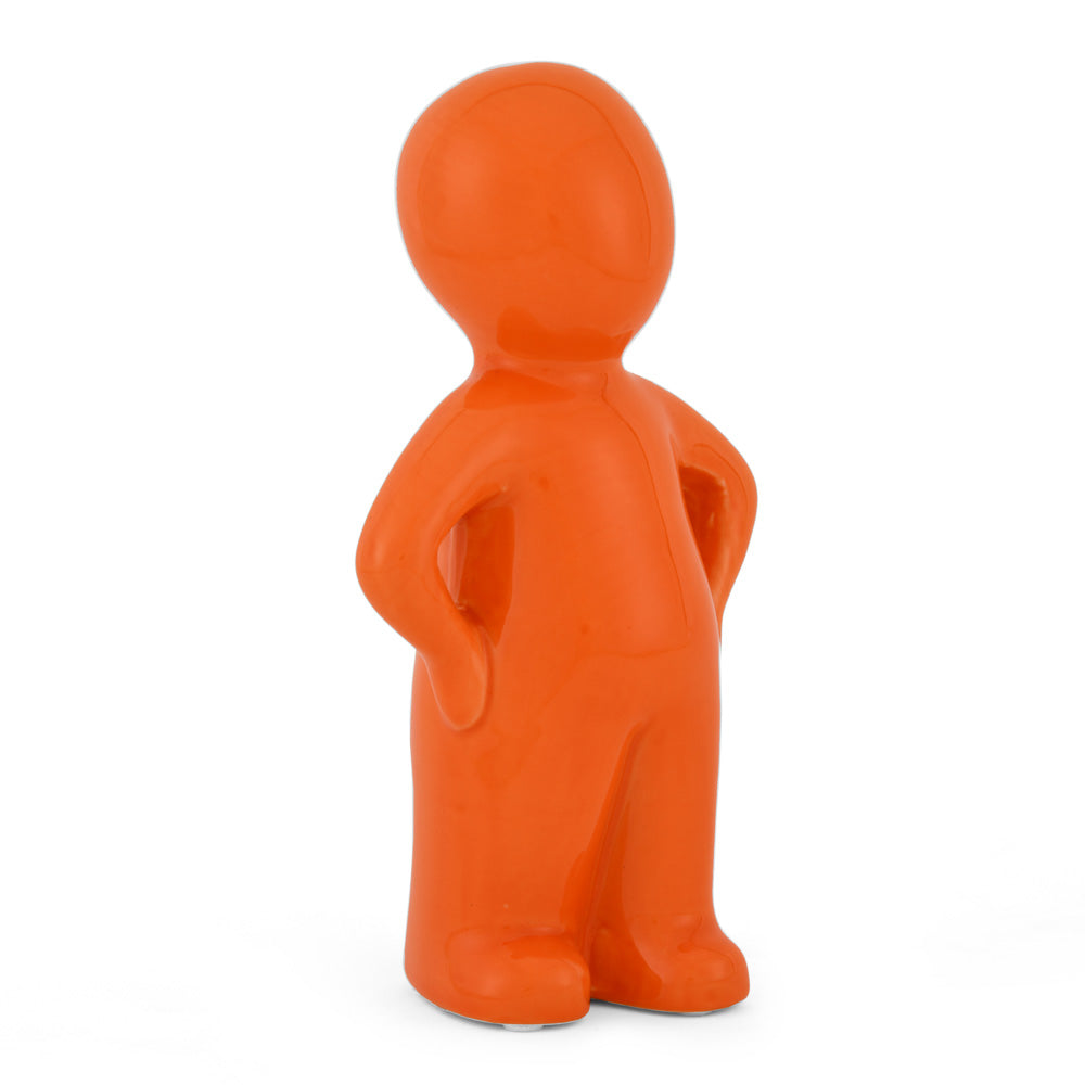 Standing Boy Polyresin Decorative Showpiece (Orange)