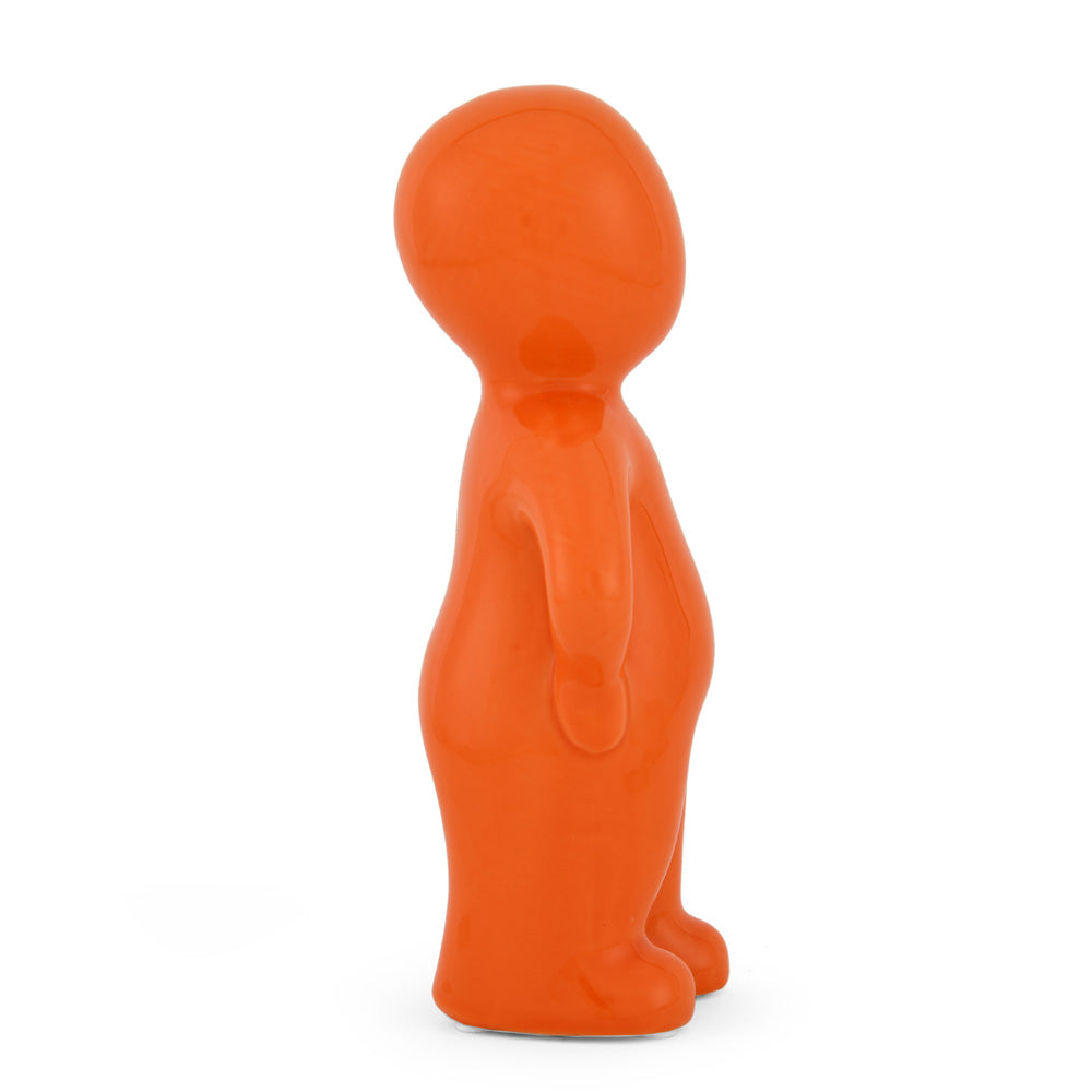 Standing Boy Polyresin Decorative Showpiece (Orange)