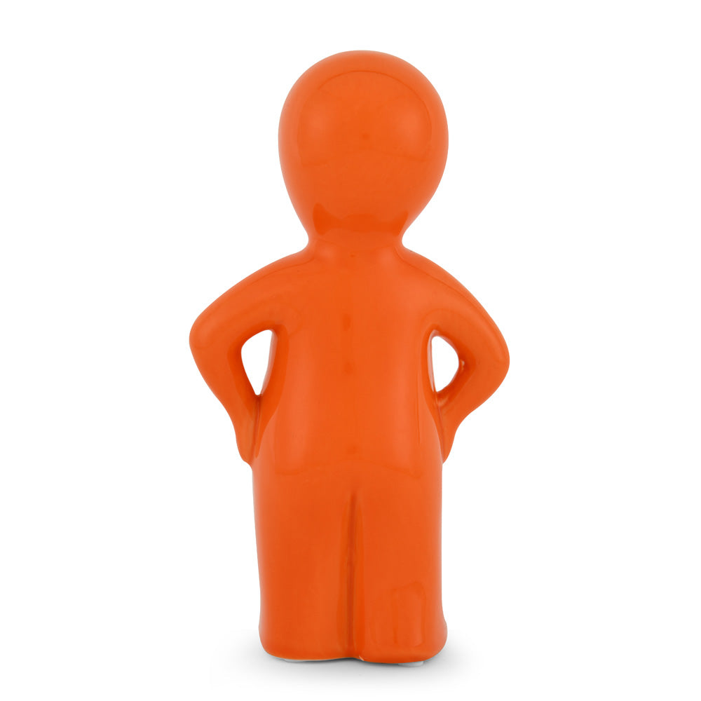 Standing Boy Polyresin Decorative Showpiece (Orange)