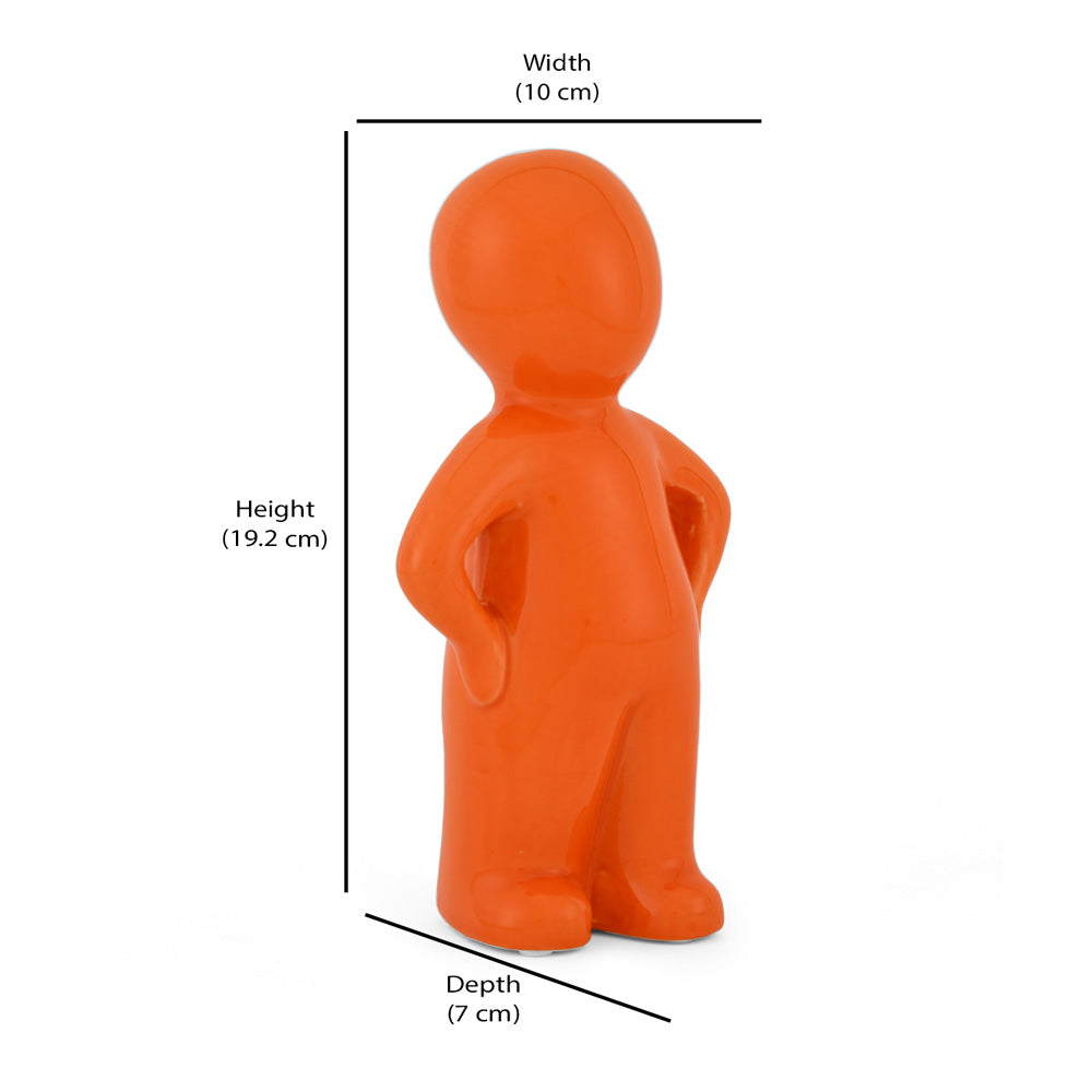 Standing Boy Polyresin Decorative Showpiece (Orange)