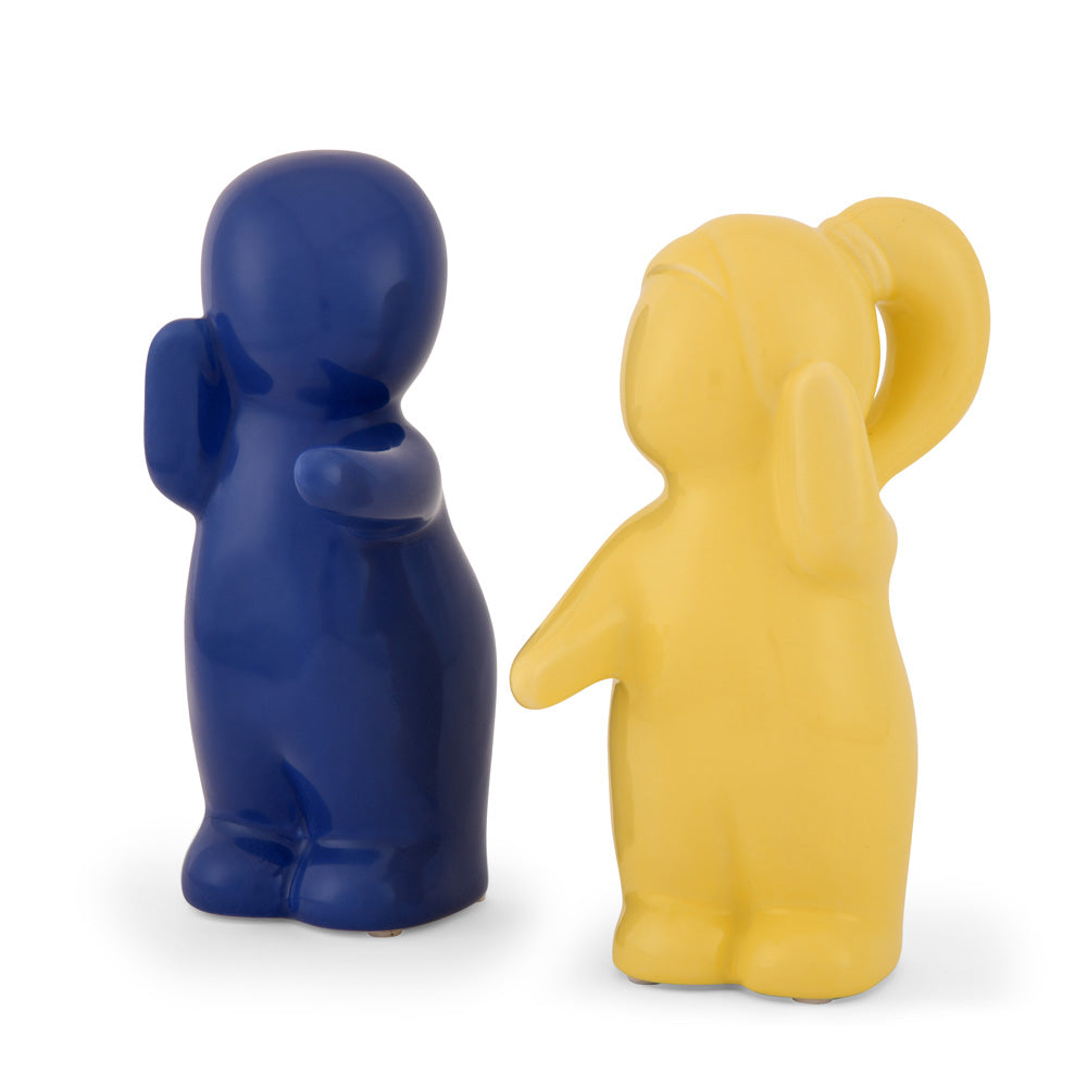 Two Children Hugging Polyresin Decorative Showpiece (Yellow & Blue)