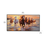 Seven Horses On Water Canvas Wall Painting (Brown)