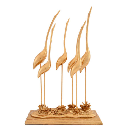 Six Cranes Polyresin Decorative Showpiece (Gold)