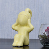 Girl Hear No Evil Polyresin Decorative Showpiece (Yellow)