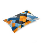 Geometric Microfiber Double Bedsheet with 2 Pillow Covers (Orange & Blue)