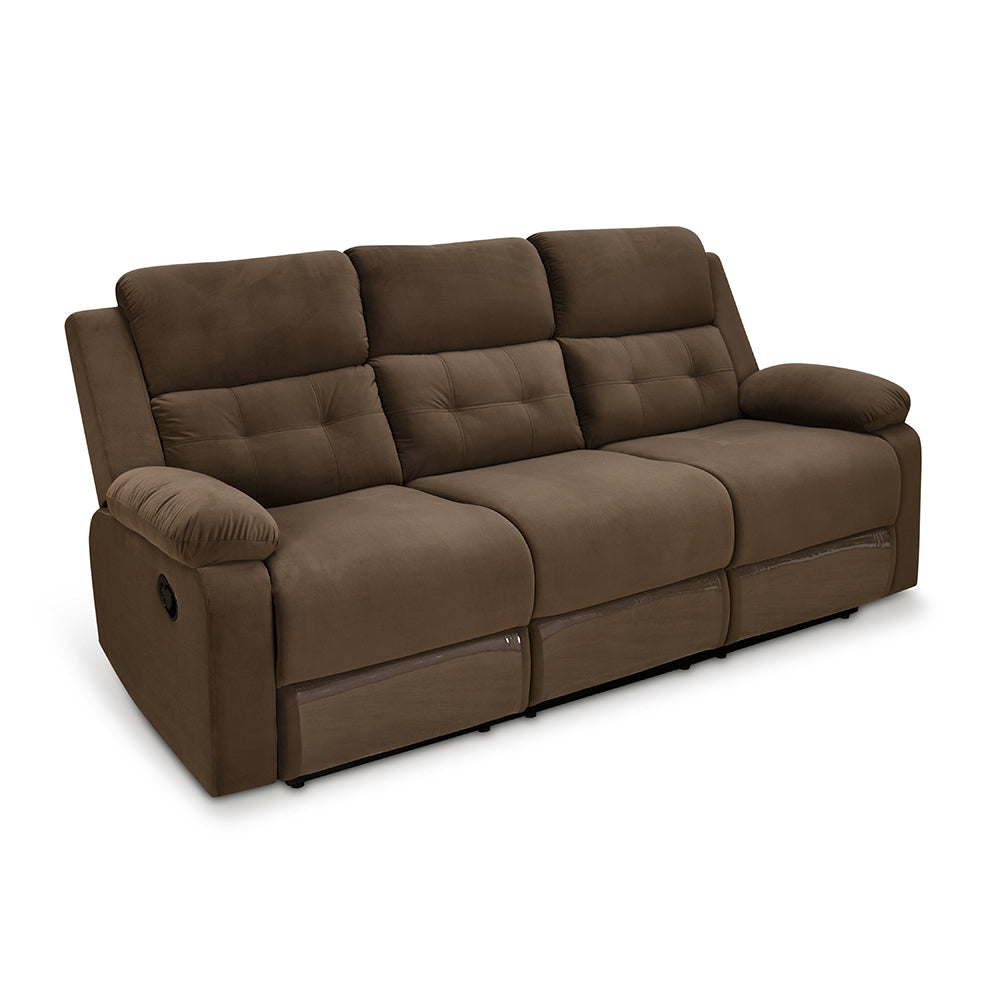 Derik 3 Seater Manual Recliner (Brown)