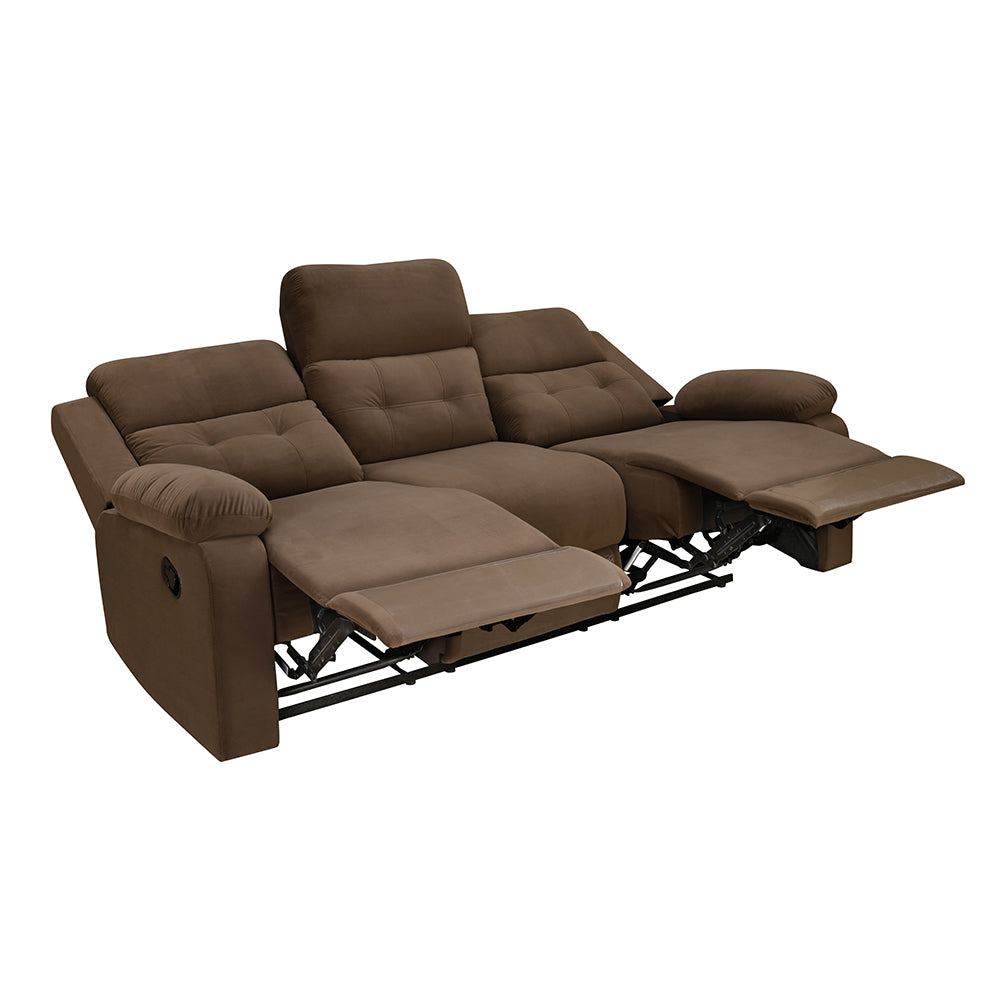 Derik 3 Seater Manual Recliner (Brown)