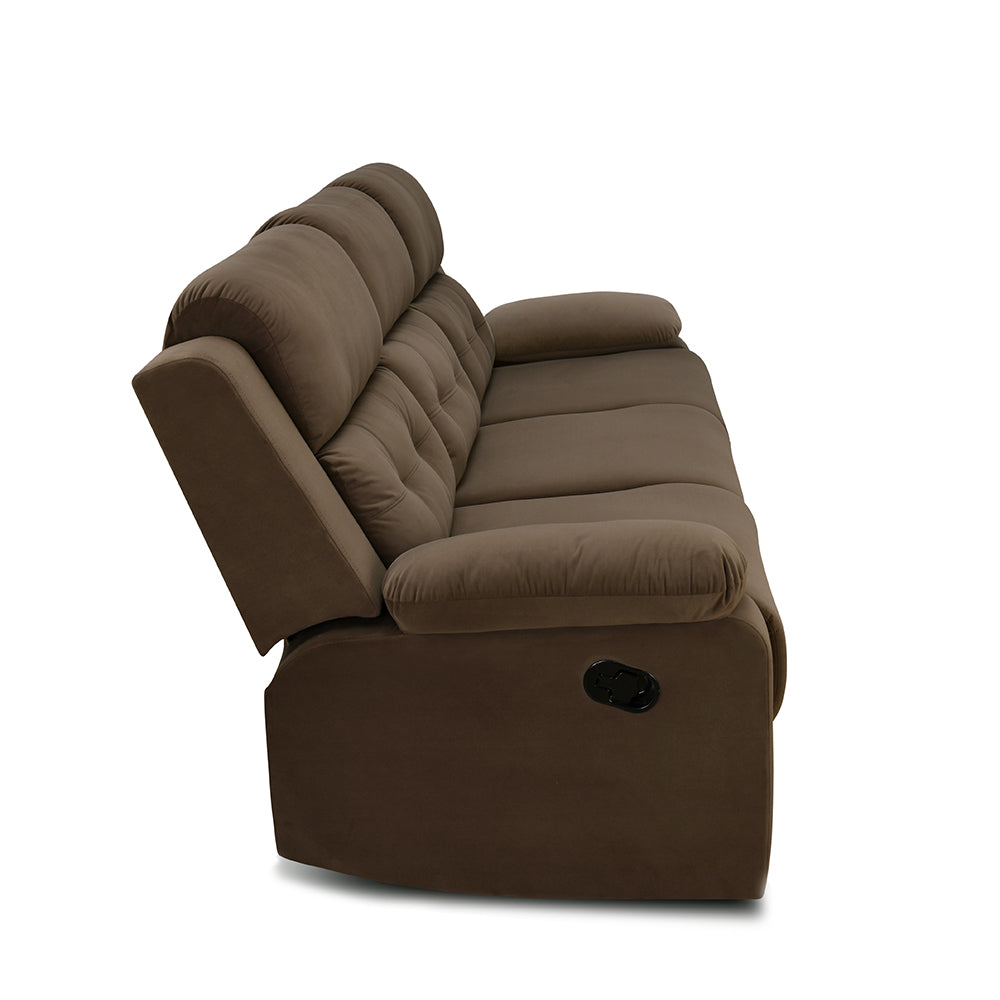 Derik 3 Seater Manual Recliner (Brown)