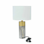 Marbela Fabric Shade Metal Cylindrical Base Table Lamp (Grey)