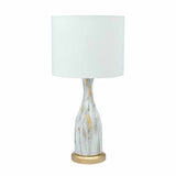 Marbela Fabric Shade Metal Conical Base Table Lamp (White)