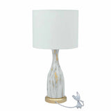 Marbela Fabric Shade Metal Conical Base Table Lamp (White)