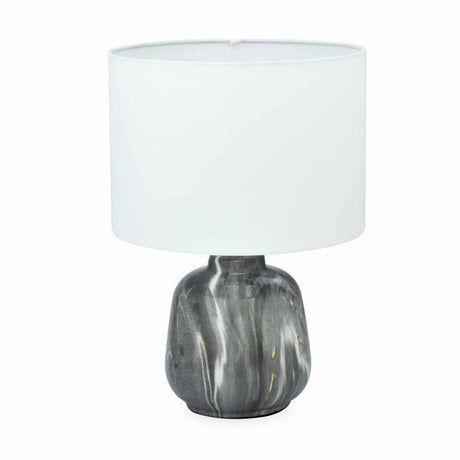 Marbela Fabric Shade Round Base Table Lamp (Grey)