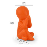 Boy Speak No Evil Polyresin Decorative Showpiece (Orange)