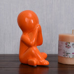 Boy Speak No Evil Polyresin Decorative Showpiece (Orange)