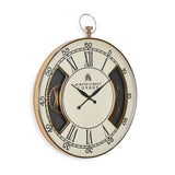 Roman Gear Design Metal Analog Wall Clock (White & Gold)