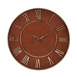 Royal Leather Analog Wall Clock (Tan & Gold)