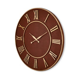 Royal Leather Analog Wall Clock (Tan & Gold)